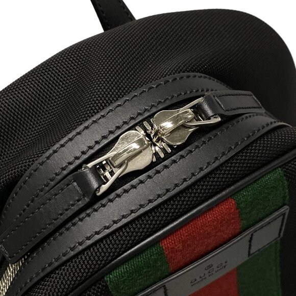 GUCCI Shelly (Web) Black Nylon Canvas Leather Backpack bran-1230-090825 - Picture 5 of 14